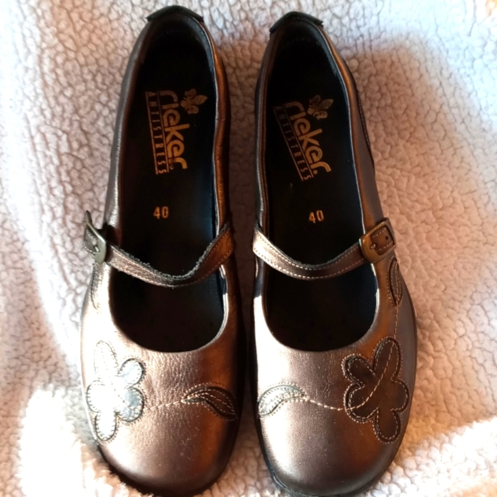Rieker Metallic Mary Jane Flats